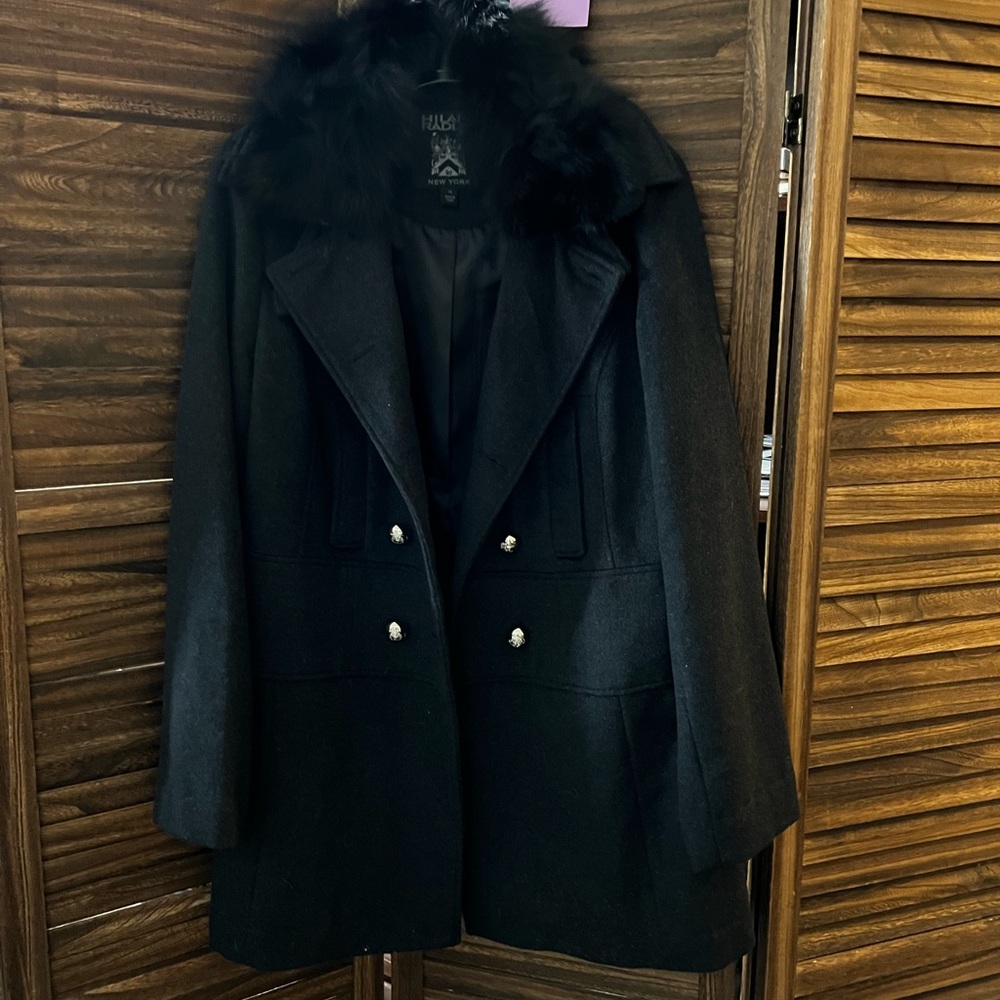 Hilary Radley Wool Coat with Faux Fur Collar